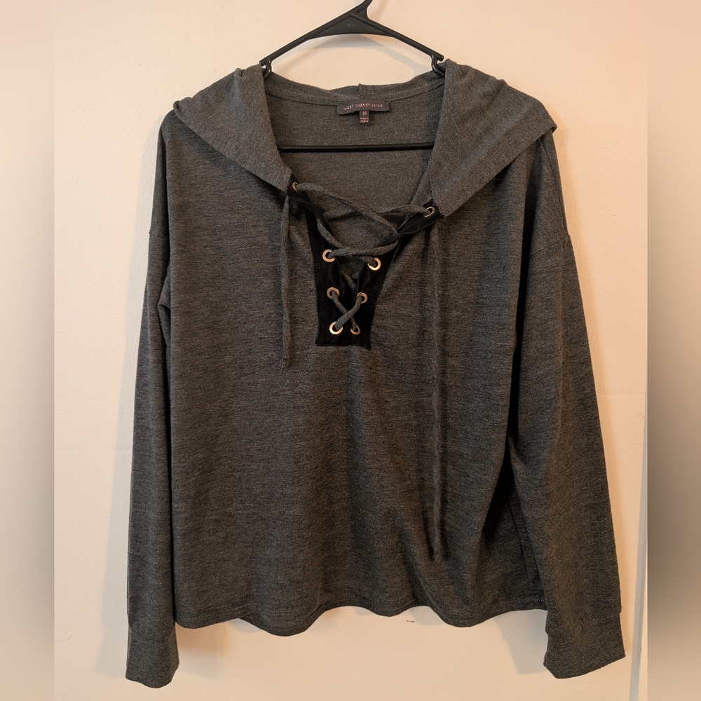 3 For $12 Clearance West Coast Love Womens Grey Hooded Long Sleeve‎ Shirt